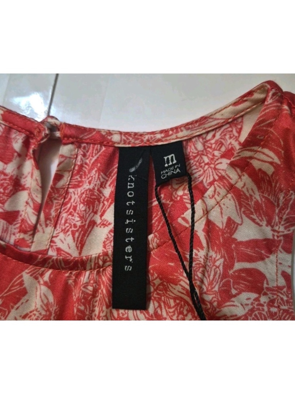 Knot Sisters Viscose DRESS red ivory NWT S halter mini soft Aline - Picture 3 of 12